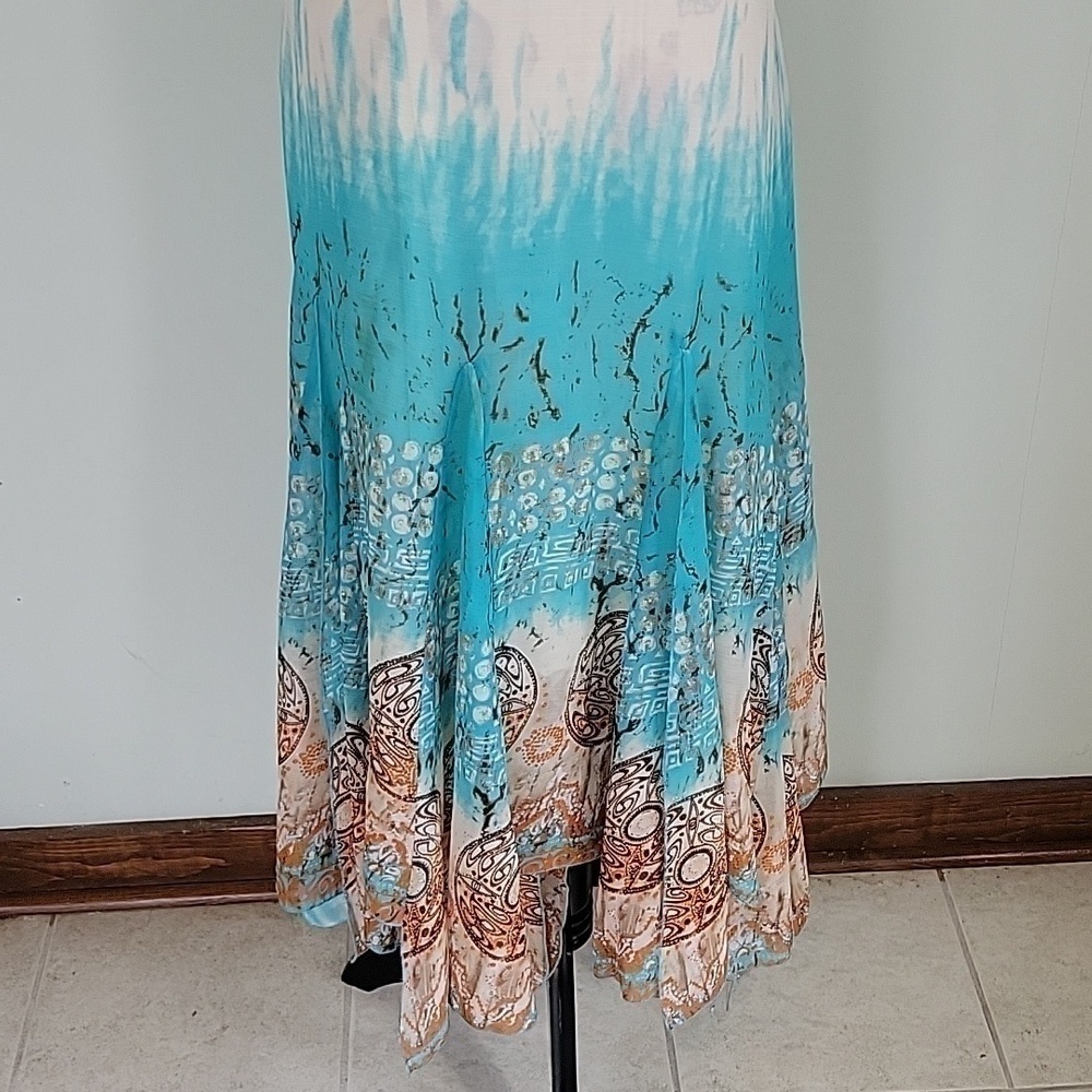 Connie's Moonlight sleeveless dress in browns & blues. With shrug jacket small - Picture 4 of 15